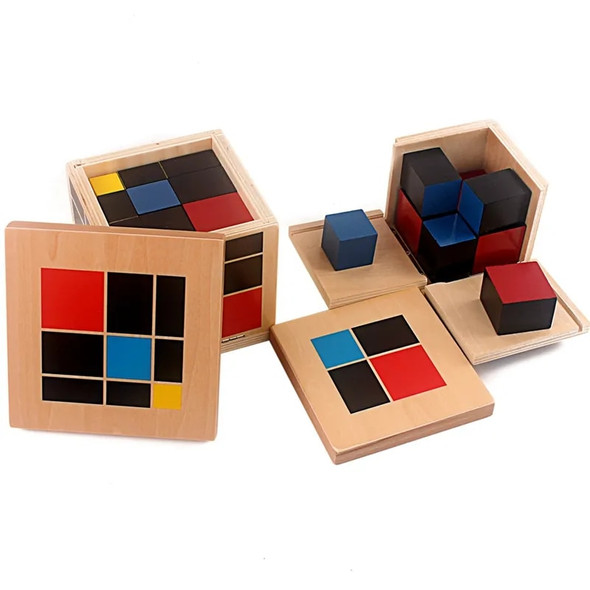 Montessori Arithmetic Algebraic Binomial Cube Trinomial Cube Wooden Toys Mathematics Materials for Elementary Wooden Math Toys