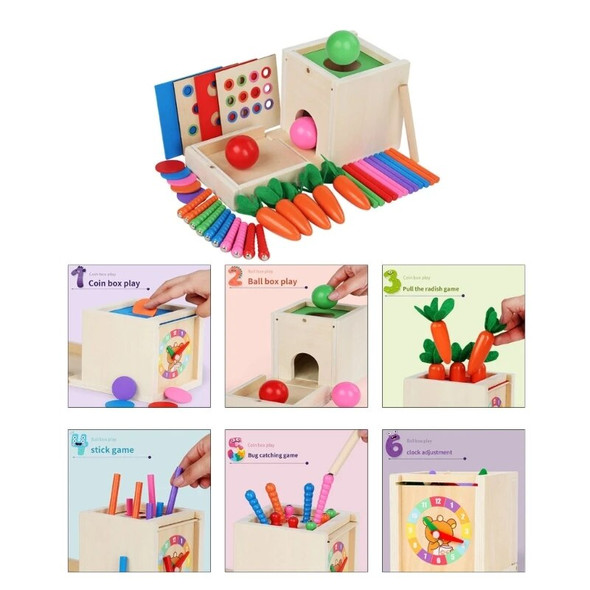 Wooden ActivityBox Toy for Kids Coin Box Kindergarten Teaching Aids Color Sorter Montessori Hand-Eye Coordination Gift