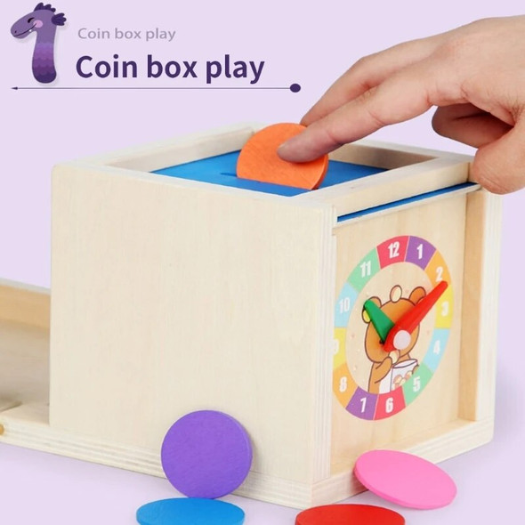 Wooden ActivityBox Toy for Kids Coin Box Kindergarten Teaching Aids Color Sorter Montessori Hand-Eye Coordination Gift