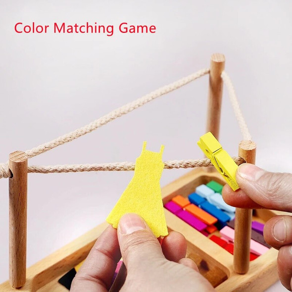 Montessori Air the Clothes Job Life Practical Activities Fine Motor Skill Exercise Colors Matching Game Early Educational Toys