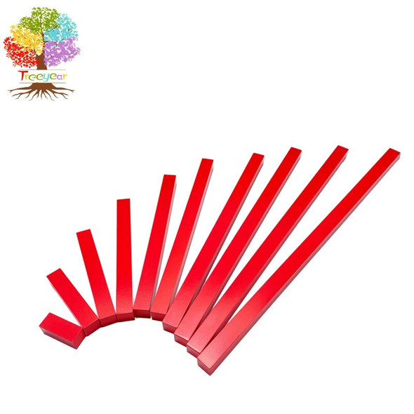 Treeyear Montessori Red Rods Wooden Red Long Sticks Math Rod Toys Kids Educational Early Teaching（Family Version）