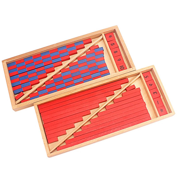 Montessori Materials Math Toy Numerical Rods Mini Blue & Red Sticks Box Digital 1-10 Early Education Home Games Number Exercises