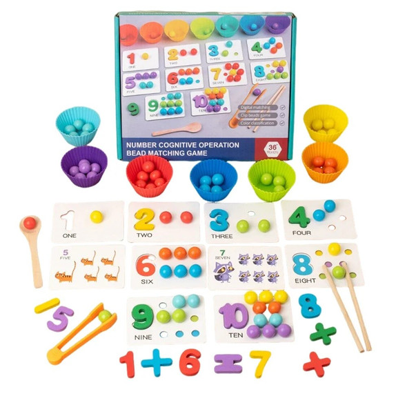 1 Set Of Montessori Math Teaching AIDS Baby Number Cognition Matching Puzzle Benefit Intelligence Clip Beads