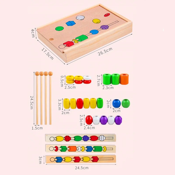 Montessori Educational Games Colorful Shape Stick Bead Set Blocks Wooden Toys for Children Baby Brinquedo