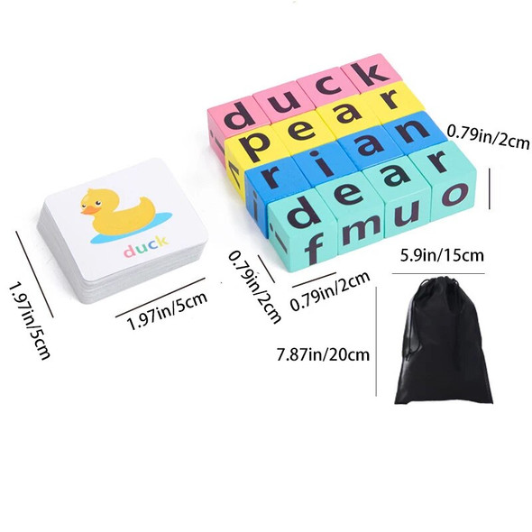 Wooden Word Spelling Game,Alphabet Learning Toy for Preschool Boys and Girls,Letters Reading Building Blocks with 40 Cards