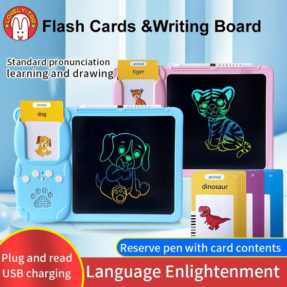 Audible Flashcards English Learning Machine Talking Flash Cards Reader ABC Reading Audio Games Kids Education LCD Drawing Toys