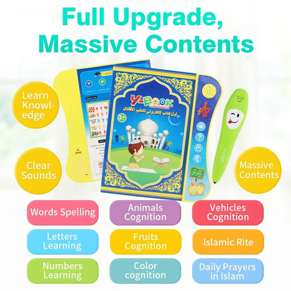 Arabic English Bilingual Interactive Point Reading Book Learning Dynamic Fruit Machine Book Voice Kids Educational Teaching Toys