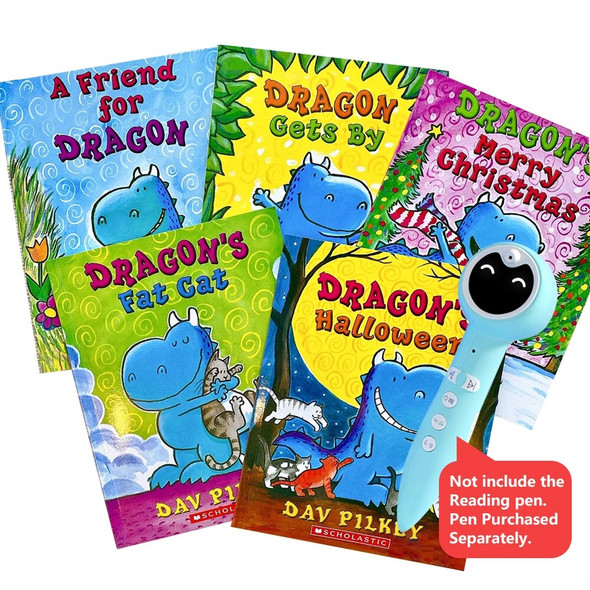 5 Books/Set Scholastic Dragon By Dav Pilkey Kids Picture Bedtime Reading Story Book Set In English Comic Books for Children