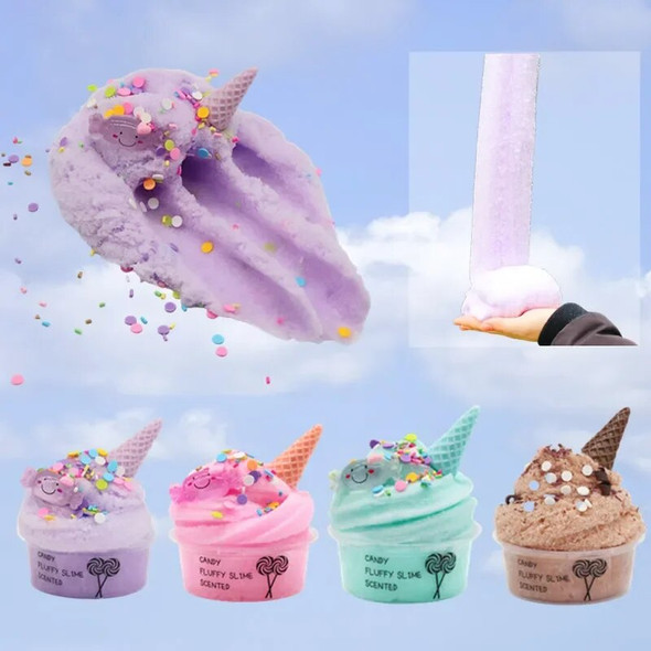 60ml Cotton Candy Cloud Ice Creamcone Slime Swirl Scented-clay Toy Puff Slime Plastic Clay Light Clay Colorful Modeling Polymer