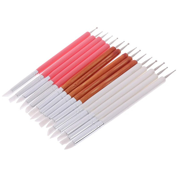 5pcs/Set Soft Pottery Clay Tool Silicone + Stainless steel Two Head Sculpting Polymer Modelling Shaper Art Tools Wholesale