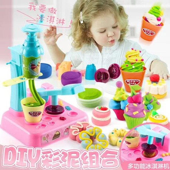 kids Modeling Clay Learning & Education Toys kids clay plasticine mold ice cream set ice cream pasta machine clay toy