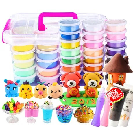 Modeling Clay Learning & Education Toys & Hobbies Plasticine Ultralight clay 24 color set 3C certified crystal color mud