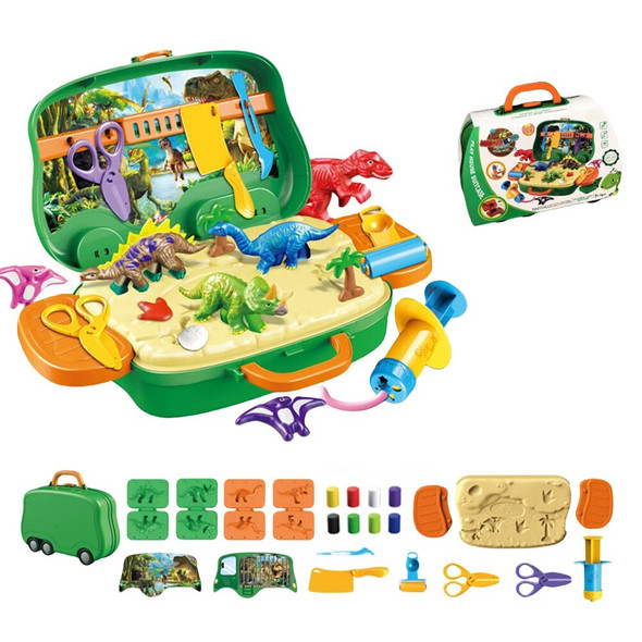 DIY Colorful Plasticine Toy Box Set 2024 New Dinosaur-Themed Play Dough Set Plasticine Air Dry Modeling Clay for Boys and Girls