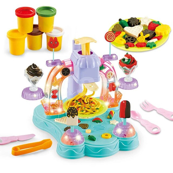 Colorful Soft Clay Light Plasticine Mold Modeling Clay Set With Light Music For Children DIY Ice Cream Machine Colored Clay