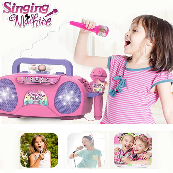 Kids Microphone Karaoke Machine Music Instrument Toys with Light Indoor Outdoor Travel Educational Toy Gift for Girl Boy Child