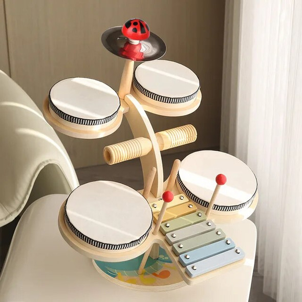 Cross-border Children's Wooden Multi-functional Percussion Instrument Baby Play Table Set Drum Music Table Educational Toys