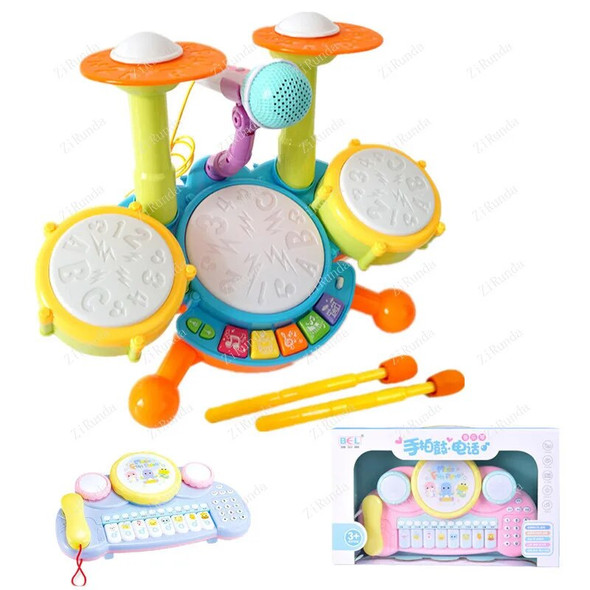 Kids Toy Drum Set Musical Instruments Early Education Musical Drum for Toddlers Electronic Drum Kit Gift for Boys Girls