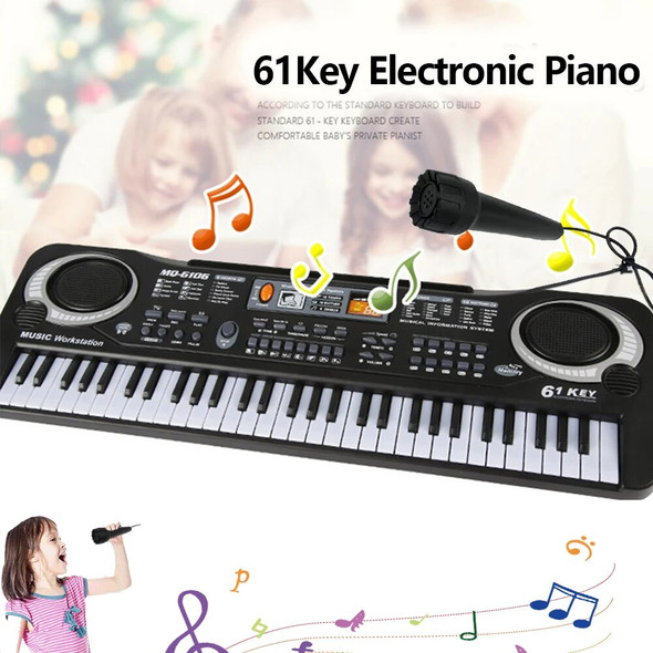 Kid Electronic Piano Keyboard 61 Key Organ with Microphone Early Education Puzzle Toy Musical Instrument Gift for Child Beginner