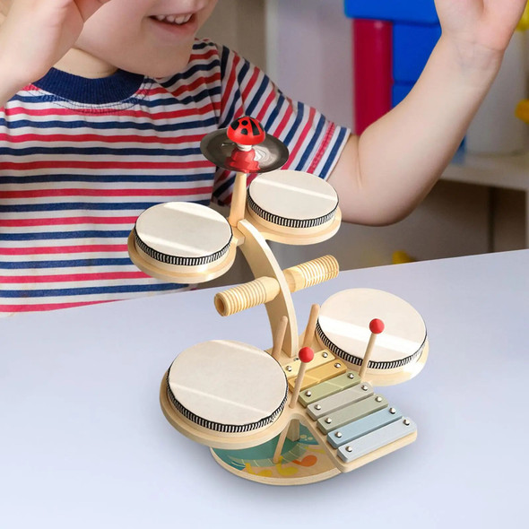 Xylophone Drum Set Motor Skill Percussion Toy Multifunctional Learning Toy Baby Drum Set Musical Instrument Toy for Boy Girl