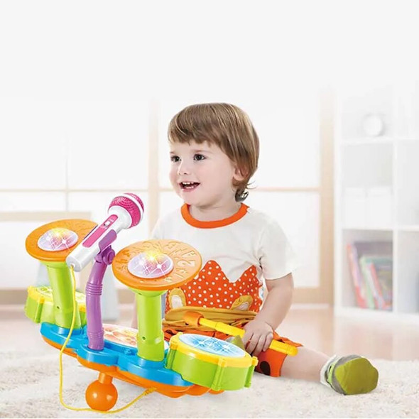 Children's Musical Instrument Toys Simulation Plastic Jazz Drums With Music Lights Baby Percussion Instruments Kids Puzzle Toys