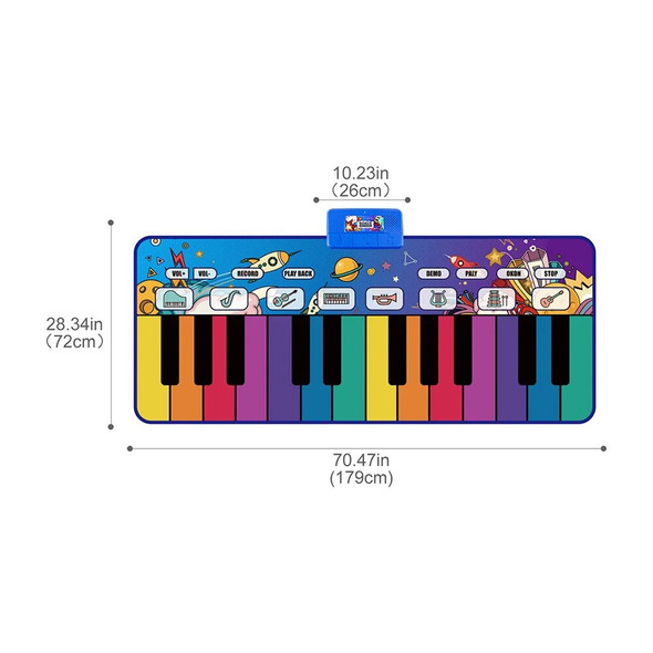 179x72cm Large Multifunction Musical Piano Mat with 24 Keys Playing Keyboard Rug Instrument Carpet Educational Toys for Kid Gift