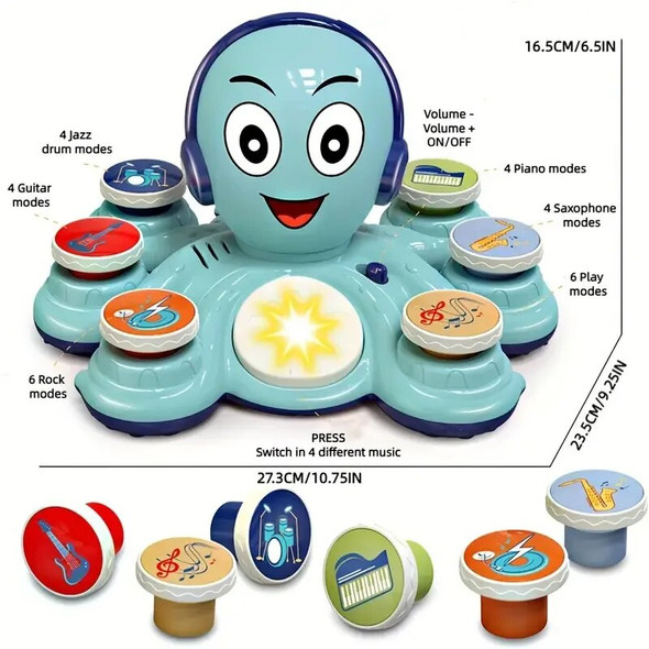 Baby Musical Toys Learning Toys for Toddlers Octopus Music Toys Preschooler Musical Educational Instruments Toy for Baby Kids