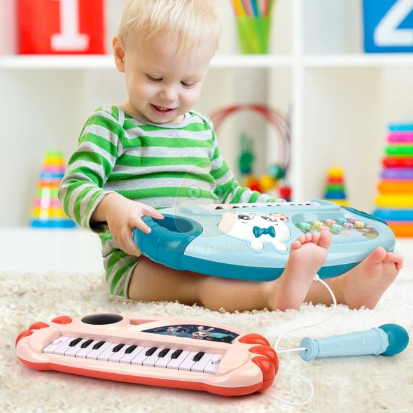 Kids Piano Instrument Toy Musical Teaching Keyboard Flash Electronic Digital Music Microphone Educational Toys For Children Gift