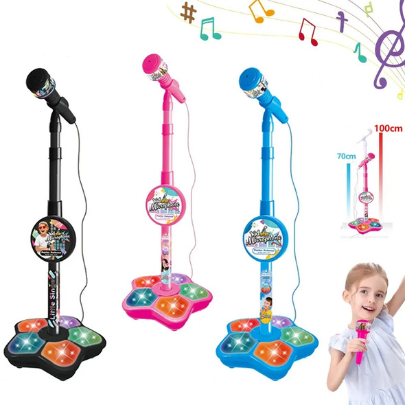 Kids Microphone with Stand Karaoke Song Music Instrument Toys Brain-Training Educational Toy Singing Birthday Gift for Girl Boy