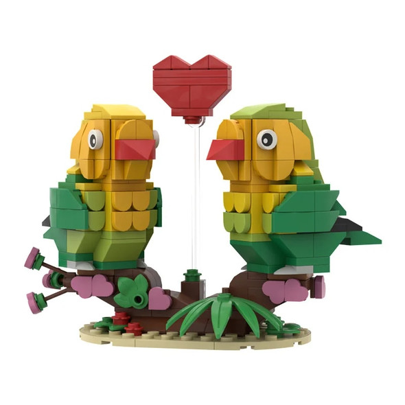MOC Animal Love Bird Bricks Toys For Agapornis Lovebird 40522 Building Blocks Heart- Parrot Girls Valentine's Day Gifts