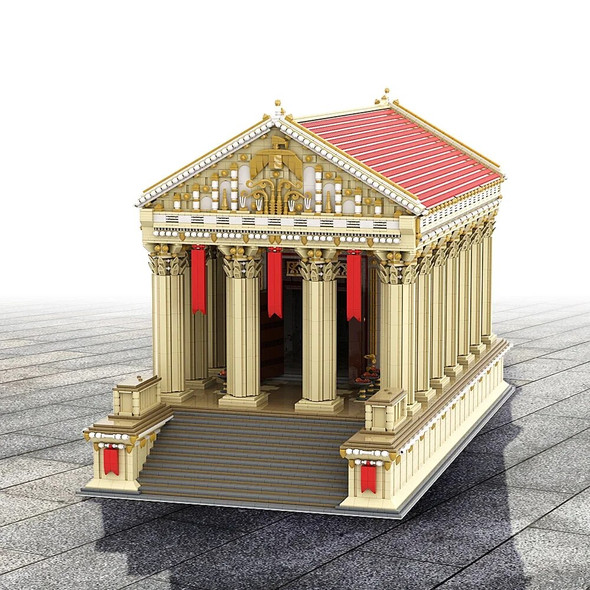 Gobricks MOC Ancient Roman Temple Model Temple Church Building Blocks Set TEuropean Mythological Architecture Temple Bricks Toy