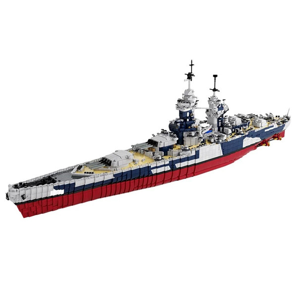 Gobricks MOC UCS French Battleships Richelieu Model Building Blocks Military Warship WW2 Model Collection Bricks Toy Kids Gift