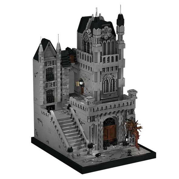 MOC Gothic Architecture Bloodborneeds The streets of Yharnam Building Blocks for Game Black Maze Castle Bricks Toy Children Gift