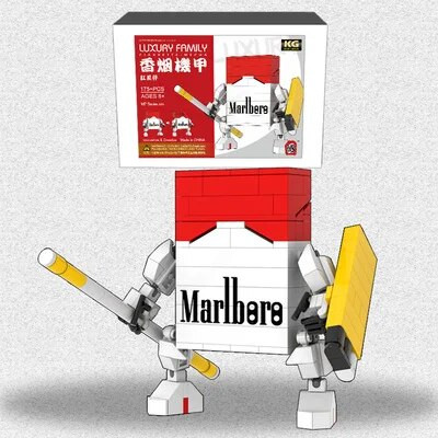 Bricklink Ideas MOC Cigarette Mecha Robot Red Yellow Green Set Creative Building Blocks Toys For Children Gift With BOX