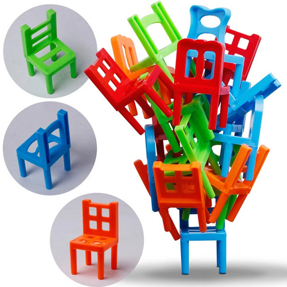 18pcs Mini Chair Balance Blocks Toy Plastic Assembly Blocks Stacking Chairs Kids Educational Family Game Balancing Training Toy