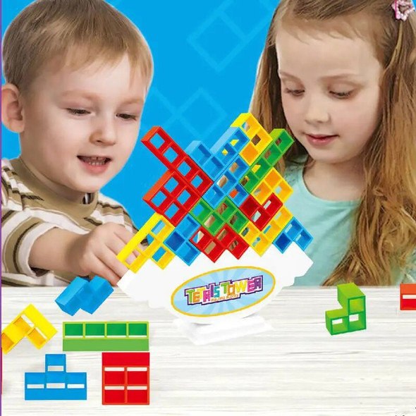 3D Tetra Tower Game Stacking Stack Building Blocks Balance Puzzle Board Assembly Brick Toys Children Psychomotor Balance Modules