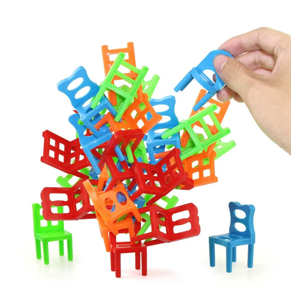 18Pcs/Set Mini Balance Chairs Game Stacking Blocks Assembly Family Game Balancing Training Interactive Educational Toy for Kids