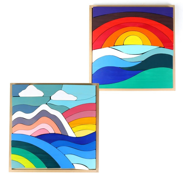 Wooden Mandala Set Stacking Blocks Creative Colorful Learning Educational Construction Building Toys For Kids Ages 2+