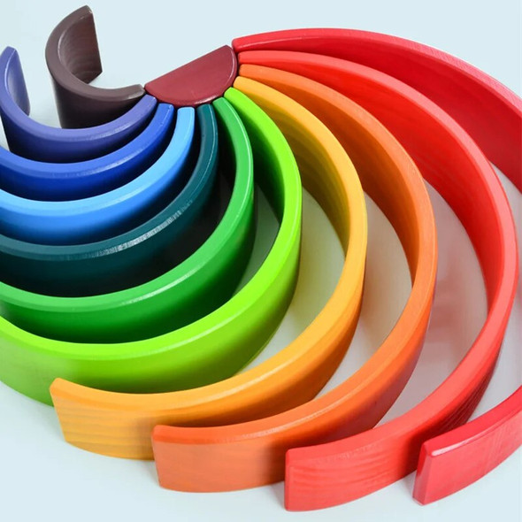 12pcs Montessori Wooden Building Blocks Rainbow Arch Bridge Stacking Game Learning Education Toys for Kid Color Cognition Blocks 12pcs Montessori Wooden Building Blocks Rainbow Arch Bridge Stacking Game Learning Education Toys for Kid Color Cognition Blocks