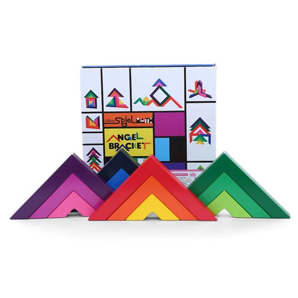 12pcs creative Rainbow Stacking Game Stacker Geometry Blocks Toys right-angle building blocks Montessori Educational Toy