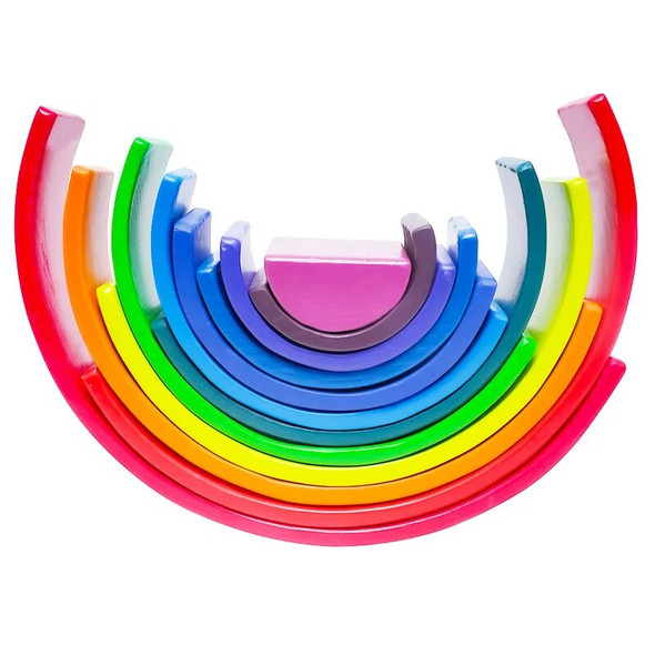 12 Pcs DIY 3D Wooden Toys Large Rainbow Building Blocks Pine Stacking Toys Montessori Educational Toys Children Kids Gifts