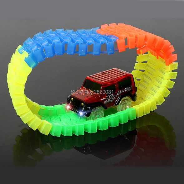 240pcs Race Track Car Glowing flexible soft Bend track with led lighting rail car,puzzle educational DIY assembly toys for boy