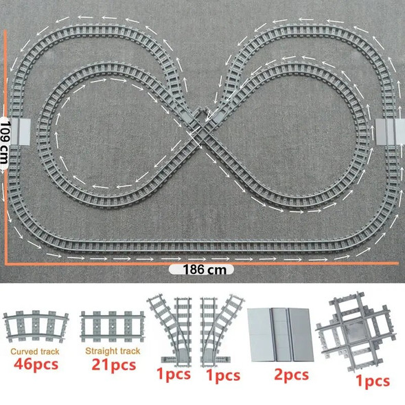 City Train Railway Straight Crossing Track Curved Soft Flexible Tracks Building Block All Model Rails Set Toy Compatible 4519