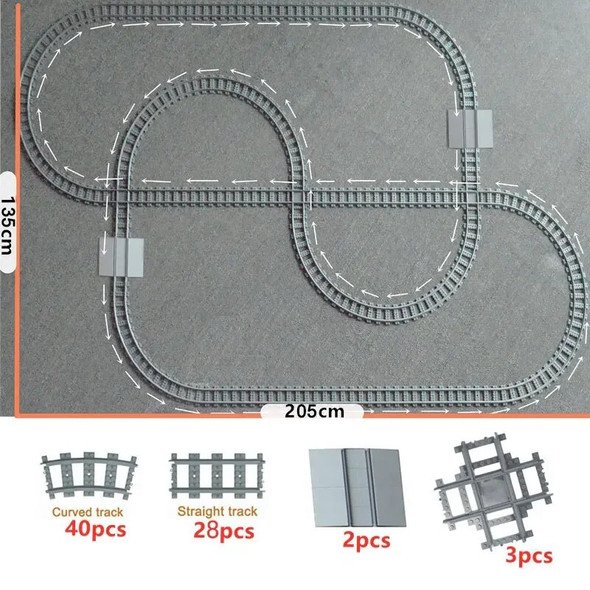 City Train Railway Straight Crossing Track Curved Soft Flexible Tracks Building Block All Model Rails Set Toy Compatible 4519