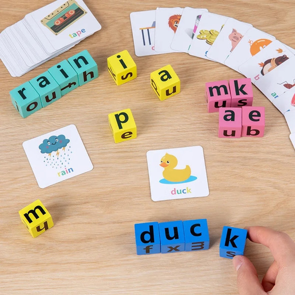 Children's Wooden Montessori Letters Block Cognitive Pairing Puzzle Learning Word Matching Puzzle Education Toys Battle Game