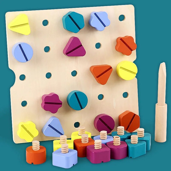 Children Wooden Screw Nut Disassembly Shape Color Matching Building Blocks Montessori Sudoku Game Educational Toys for Kids Children Wooden Screw Nut Disassembly Shape Color Matching Building Blocks Montessori Sudoku Game Educational Toys for Kids