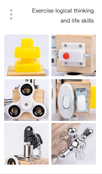 Kids Busy Cube Wooden Busy Block Montessori Educational Toys Hands-on Grasping Ability Training Lock Box Children Early Learning Kids Busy Cube Wooden Busy Block Montessori Educational Toys Hands-on Grasping Ability Training Lock Box Children Early Learning
