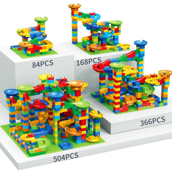 84-504PCS Small Size Marble Race Run Blocks Maze Ball Track Building Blocks Funnel Slide Blocks Educational Toys for Children
