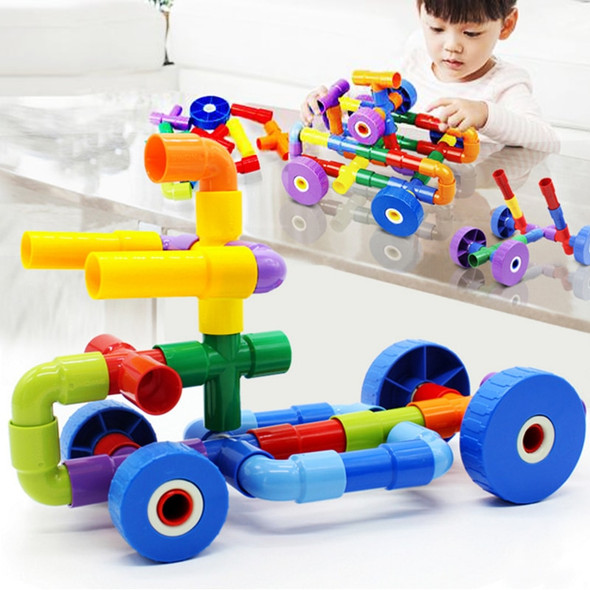 21-144 PCS Pipe Building Block Run Race Bricks 3D Children Diy Assemble and Insert Toys with Blocks Educational Toy for Children