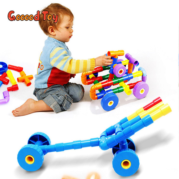 DIY Assemble Marble Run Race Building Block Bricks 3D Children Insert Toys with Pipe Blocks Educational Toys for Child Boys Girl