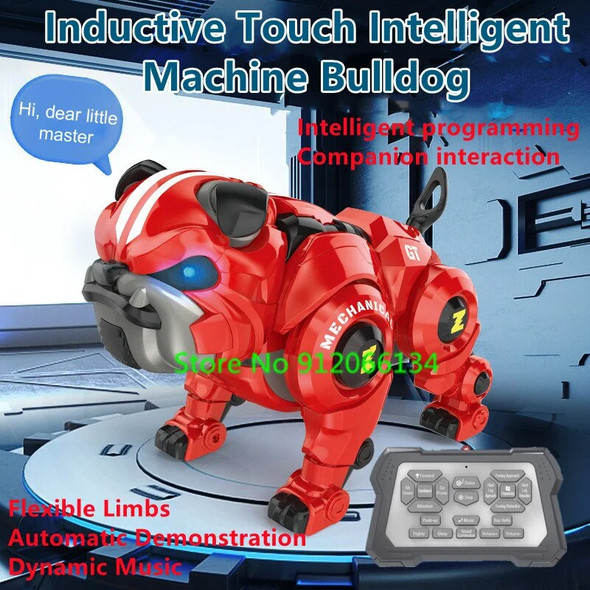 Inductive Touch Intelligent Remote Control Bulldog Animal Toys Intelligent Programming Interact Flexible Limbs Demonstr RC Dogs